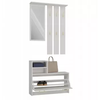 Roupeiro Top e shop VERA Caxemira GS1 — 1800×850×240 mm, porta de abrir, espelho, 1 prateleira, 6 ganchos