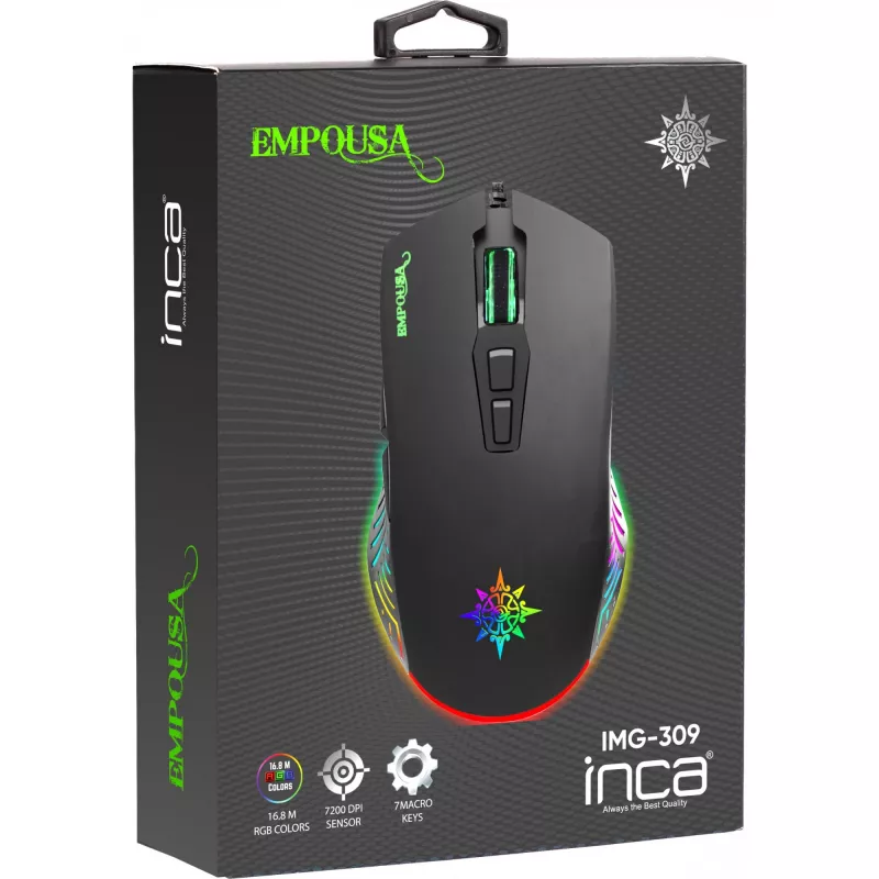 Rato gaming INCA IMG-309 7200 DPI. RGB. 7 botões. USB. SW retail