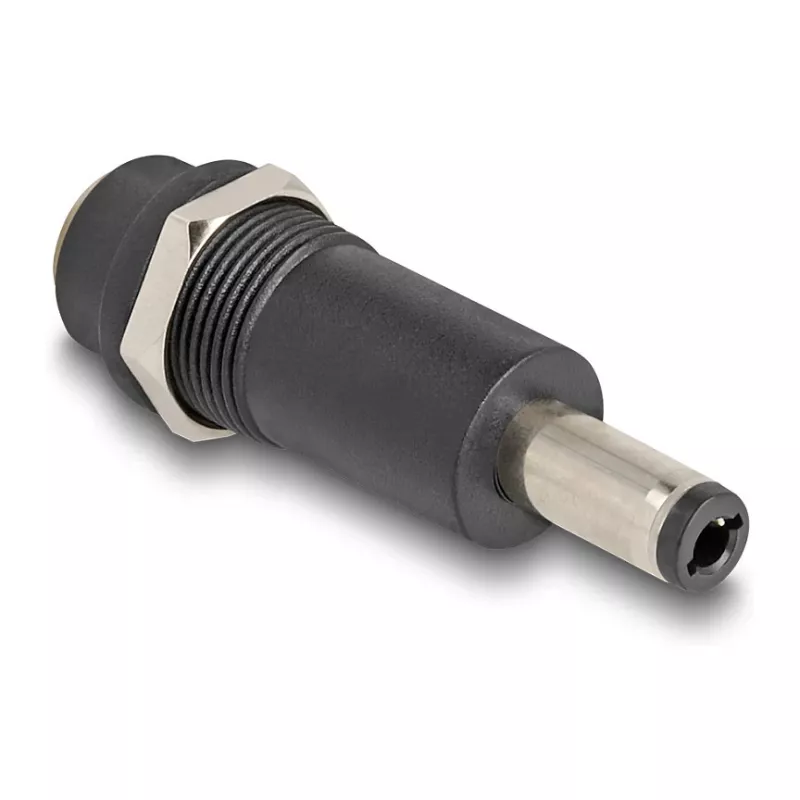 Adaptador DELOCK DC 5,5 x 2,1 mm (fêmea) para DC 5,5 x 2,5 mm (macho), preto
