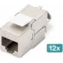 Módulo keystone DIGITUS CAT 6A blindado, sem ferramentas, RJ-45, plano, prateado — pack de 12
