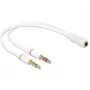 Cabo de áudio DeLOCK 65585 0,2 m 2 x ficha 3,5 mm para conector fêmea 3,5 mm branco