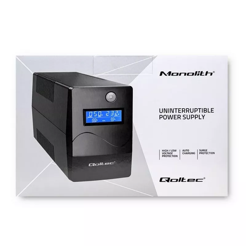 UPS Qoltec Monolith (fonte de alimentação ininterrupta) Dupla conversão (Online) 0,45 kVA 240 W 2 tomadas