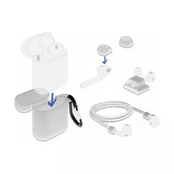 Capa DeLOCK Apple AirPods conjunto de acessórios branco