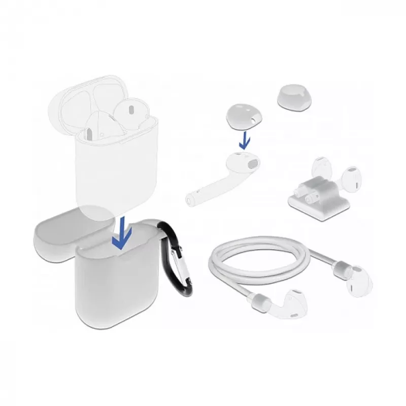 Capa DeLOCK Apple AirPods conjunto de acessórios branco