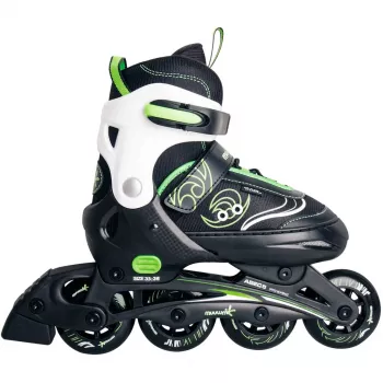 Patins em linha Muuwmi 682 tamanho ajustável 33–36 verde/preto com conjunto de proteções