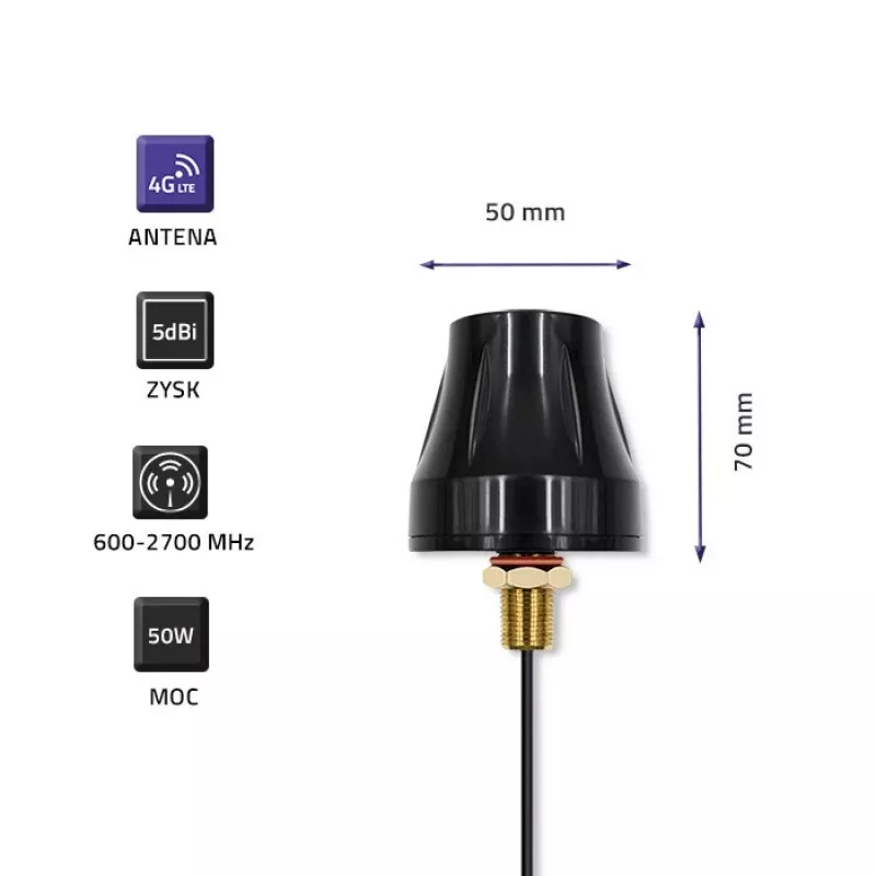 Antena 4G-LTE omnidirecional QOLTEC 57037, dupla polarização, ganho 5 dBi
