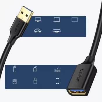 Adaptador de extensão Ugreen USB 3.0 (fêmea) para USB 3.0 (macho) 2 m (preto)