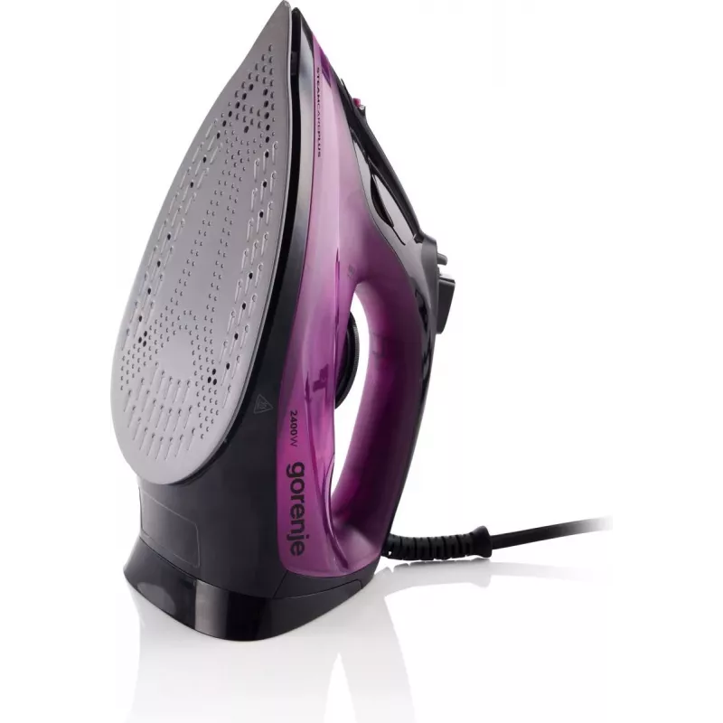 Ferro de engomar a vapor Gorenje SIK2400BKV, 2400 W, capacidade do depósito de água 450 ml, vapor contínuo 40 g/min, desligação automática, Roxo/Preto