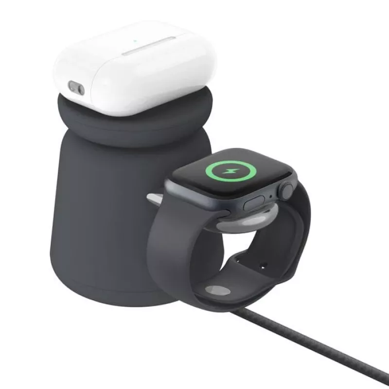 Carregador sem fios Belkin WIZ027VFH36 2-em-1 magnético Qi2 15W para iPhone e Apple Watch