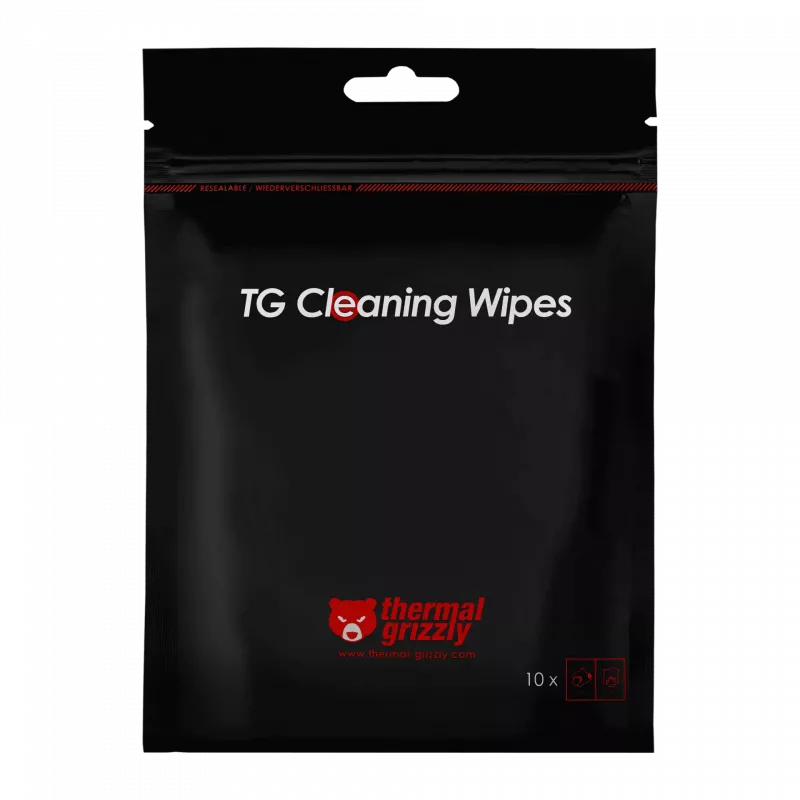 Toalhetes de limpeza Thermal Grizzly TG-CW-10 para pasta térmica, 10 unid.