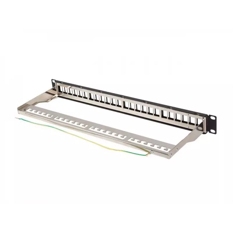 Patch panel vazio 24 portas 1U 19 polegadas FTP para módulos keystone preto