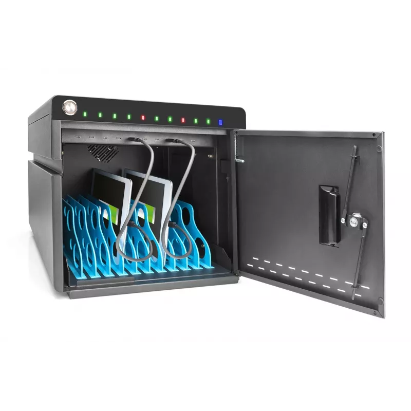Armário de carregamento móvel de secretária Digitus para 10 portáteis/tablets até 13 polegadas, UV-C, USB-C