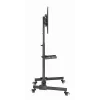 Suporte de TV GEMBIRD TVS-55T-01 para televisores de 32–55 polegadas, aço, altura ajustável VESA 100x100–400x400, inclinável, rodas, carga máx. 35 kg