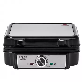 Máquina de waffles Adler AD 3083 – 4 waffles quadrados 10×10 cm, 1200 W, temperatura ajustável, revestimento antiaderente, pegas frias
