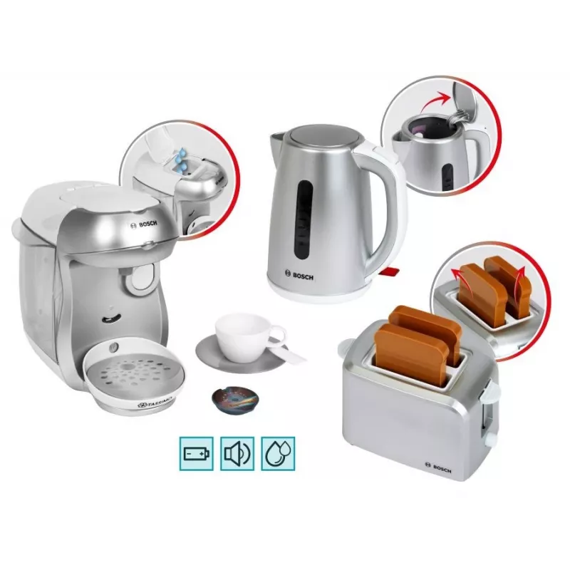 Conjunto de pequeno-almoço KLEIN prateado – conjunto de brincar de cozinha de pequeno-almoço para crianças