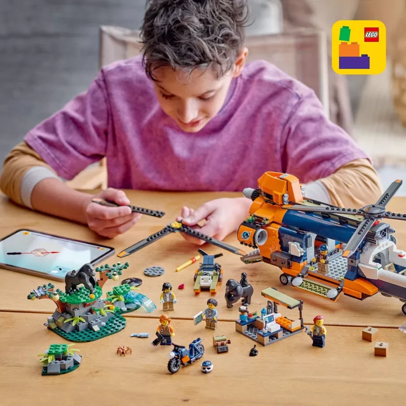 LEGO City 60437 Helicóptero de Exploração da Selva no Acampamento Base