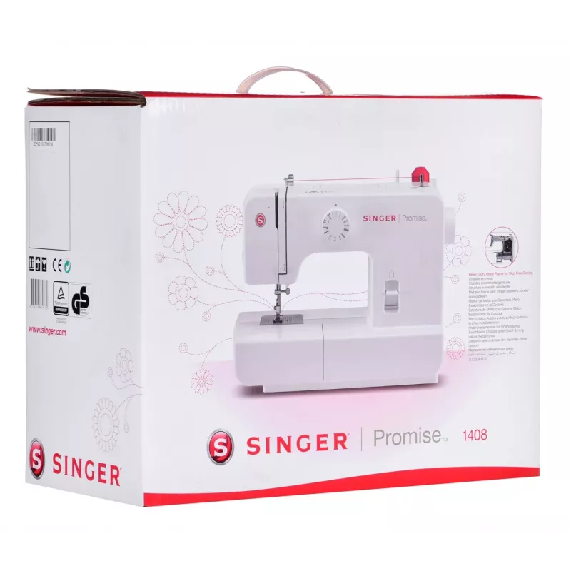 Singer | Promise 1408 | máquina de costura | número de pontos 8 | número de casas de botão 1 | branco