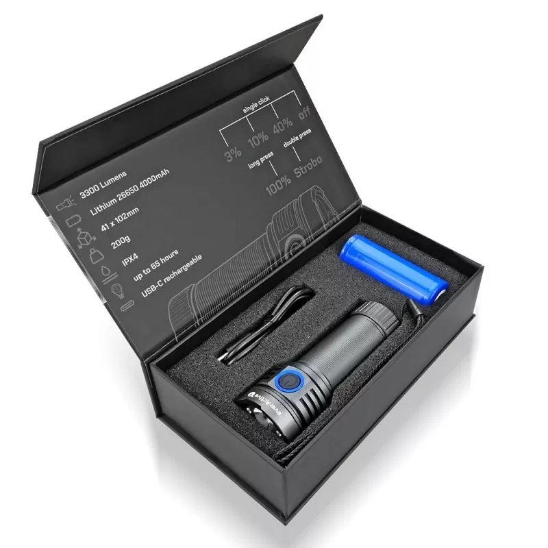Lanterna LED everActive LUMINATO R FL-3300R – 3300 lúmenes, recarregável