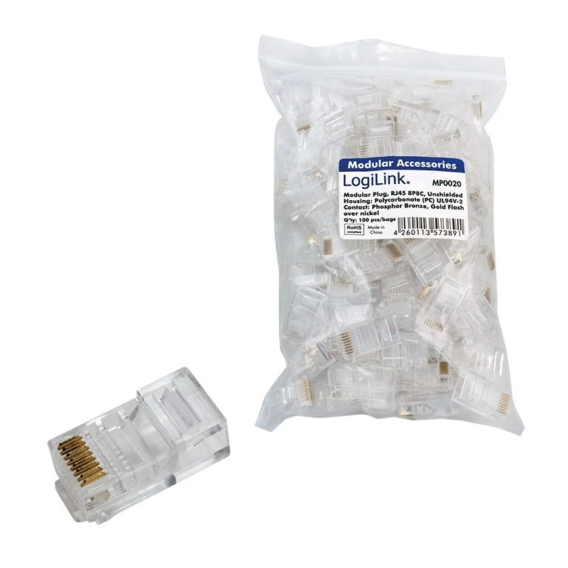 Ficha RJ45 LogiLink MP0020 transparente