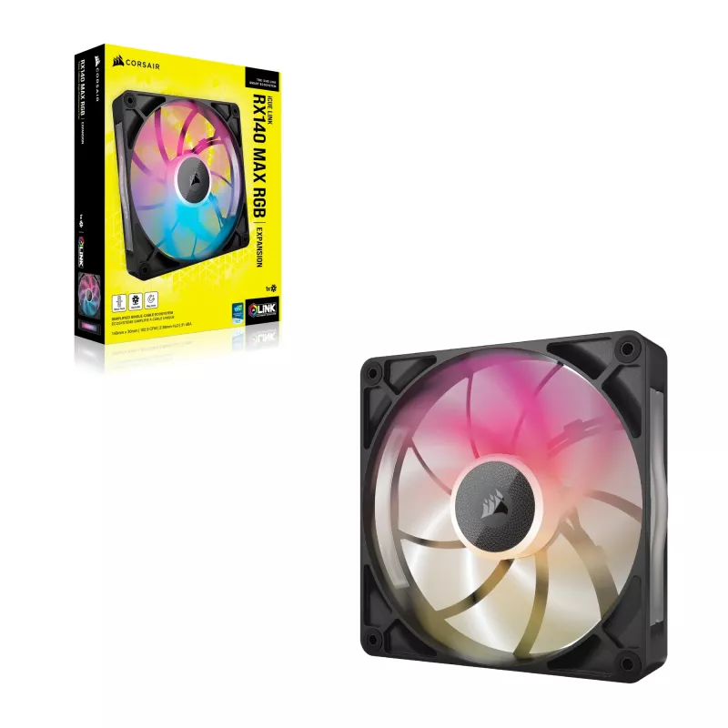 Ventoinha Corsair iCUE LINK RX140 MAX RGB 14 cm preto 300–1600 rpm