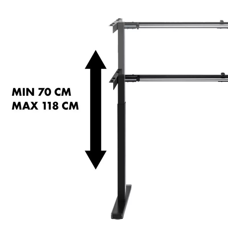 Secretária Maclean, ajuste de altura manual, sem tampo, para trabalho sentado e de pé, máx. 60 kg, altura máx. 120 cm, MC-790NB