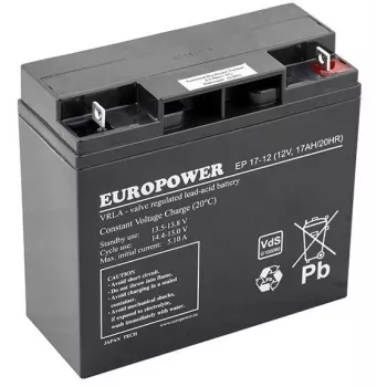 Bateria de chumbo-ácido AGM selada europower EP Series 12V 17Ah – vida útil 6–9 anos