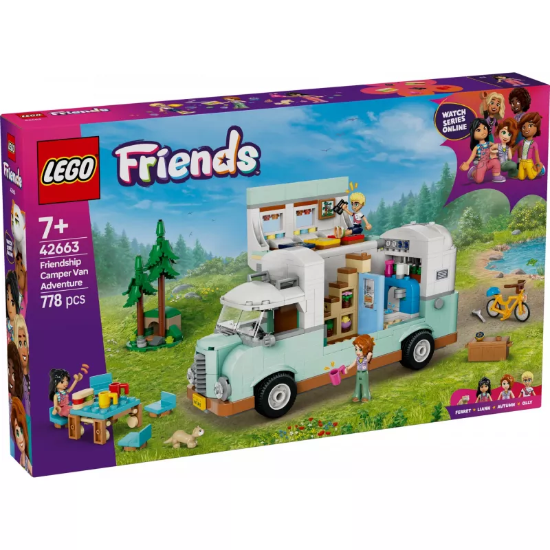 Conjunto LEGO Motor Home 42663 — autocaravana LEGO Friends, 778 peças, 3 mini bonecos, a partir de 7 anos