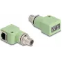 Delock 60683 adaptador M12 X-coded 8 pinos macho para RJ45 fêmea, Cat.5e, angular 90 graus, verde