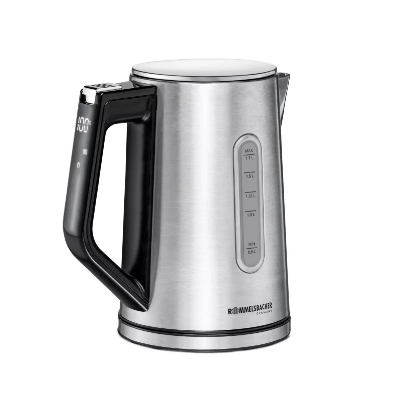Chaleira elétrica Rommelsbacher WK 3000 — 1,7 L, 3000 W, Aço inoxidável e preto