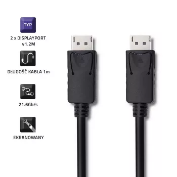 Cabo DisplayPort Qoltec 50373 2 m preto