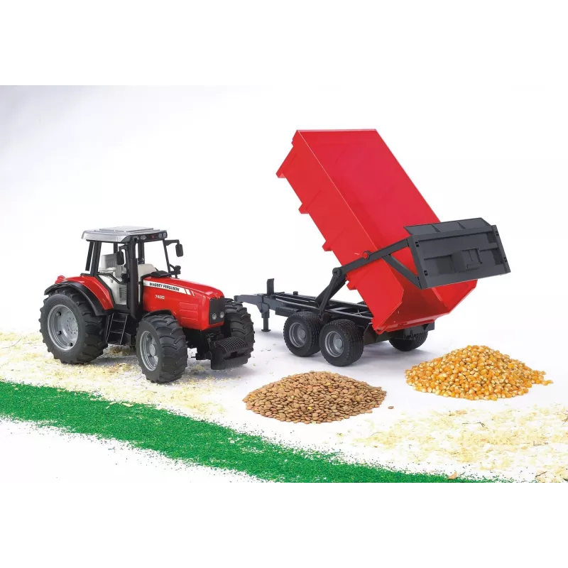 Modelo de trator BRUDER Massey Ferguson 7480 com atrelado basculante