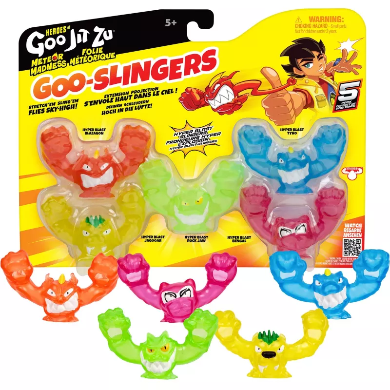 Heroes of Goo Jit to - Meteor Madness Goo Slingers Hyper Blast Slingers, figura de brincar pack de 5