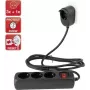 Régua de tomadas REV 3+1 tomadas com interruptor, cabo de 2 m, preto