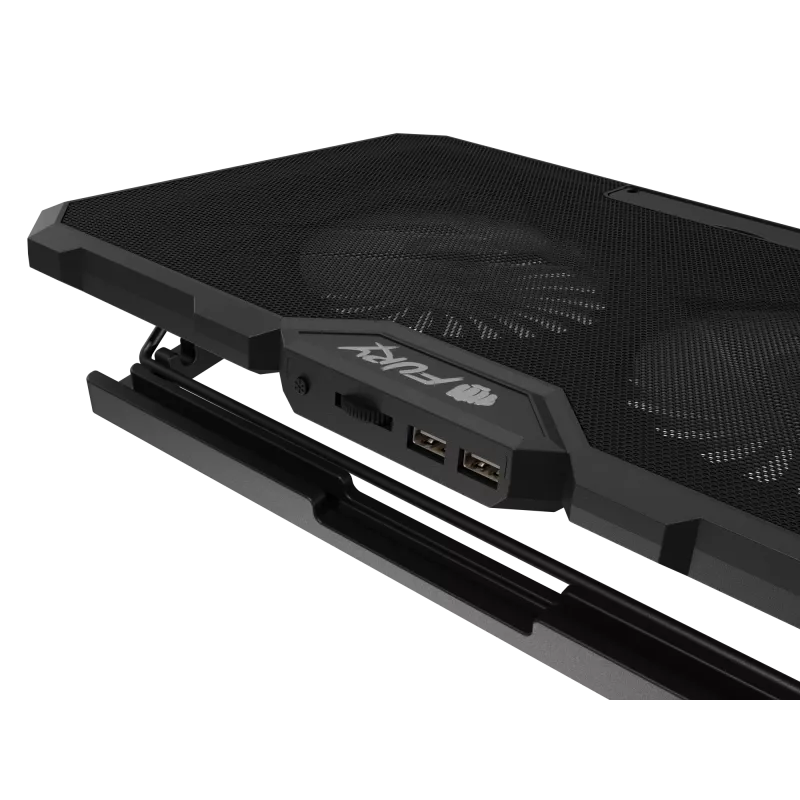 Base de arrefecimento para portátil FURY GUNBAI G3 14,1–17,3 polegadas com 2 ventoinhas, iluminação RGB, 2× USB