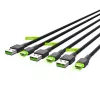Green Cell GC Ray KABGCSET01 conjunto de cabos USB-A para USB-C, 3 un. (30 cm, 120 cm, 200 cm), LED verde, carregamento rápido QC 3.0, preto