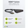 Caixa de comutação HDMI 3 para 1 (4K @ 60Hz), comutador HDMI (preto, cabo de 55cm)