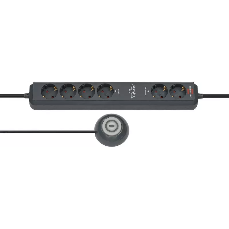 Extensão de energia Brennenstuhl Eco-Line Comfort Switch 2m 6 tomadas AC