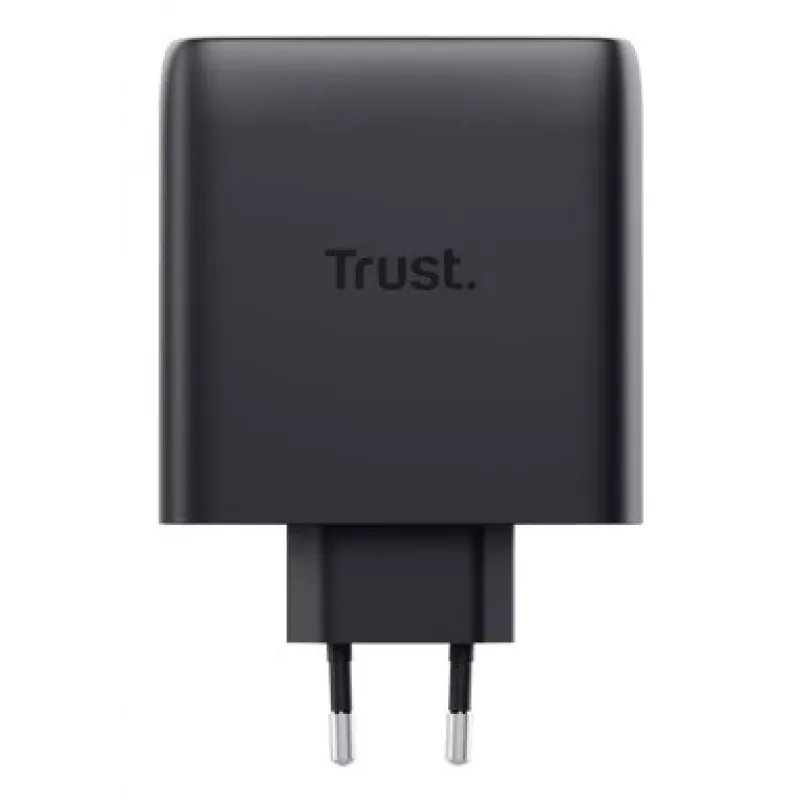 Carregador TRUST Maxo 100W 2 portas USB-C GaN — 100 W, 2× USB-C, máx. 20 V, cabo de 2 m, preto