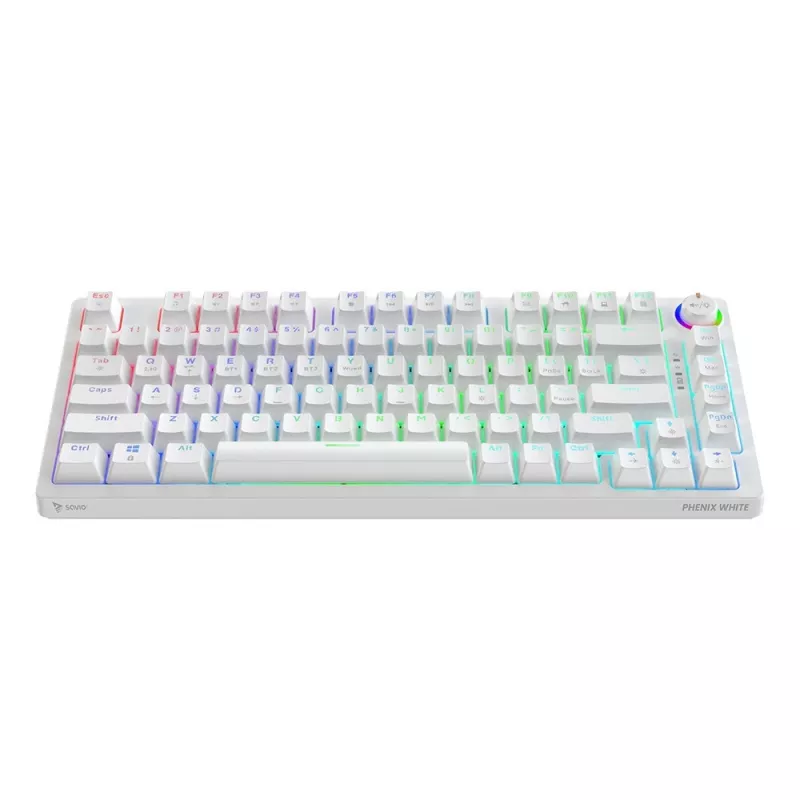 Teclado mecânico sem fios SAVIO PHENIX WHITE, Gateron Red Pro, ABS