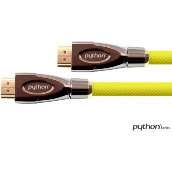 Cabo de ligação PYTHON High-Speed-HDMI com Ethernet 4K2K / UHD - ATIVO (chipset Redmere) - OFC - malha de nylon amarela - 30m - Série PYTHON