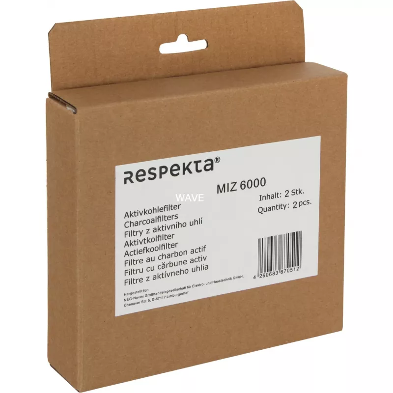 Pack de filtros de carvão ativo para Respekta MIZ 6000 — 2 filtros de substituição