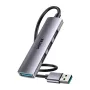 Hub USB Unitek H1208CGY01 — 4 portas USB 3.0 (5 Gbit/s), compatível com USB 2.0, alumínio