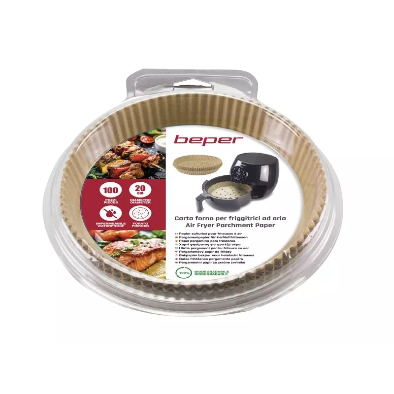 Beper C103ACC001 forminhas de papel vegetal para fritadeira de ar, 20 cm, 100 un.