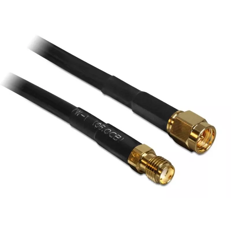 Cabo coaxial DeLOCK 10 m SMA m/f CFD200 preto