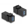 Módulo Keystone DeLOCK USB 3.0 A fêmea para A fêmea preto 1:1