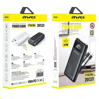 Powerbank 20000mAh P169 K 22.5W USB-C + Cabo Apple
