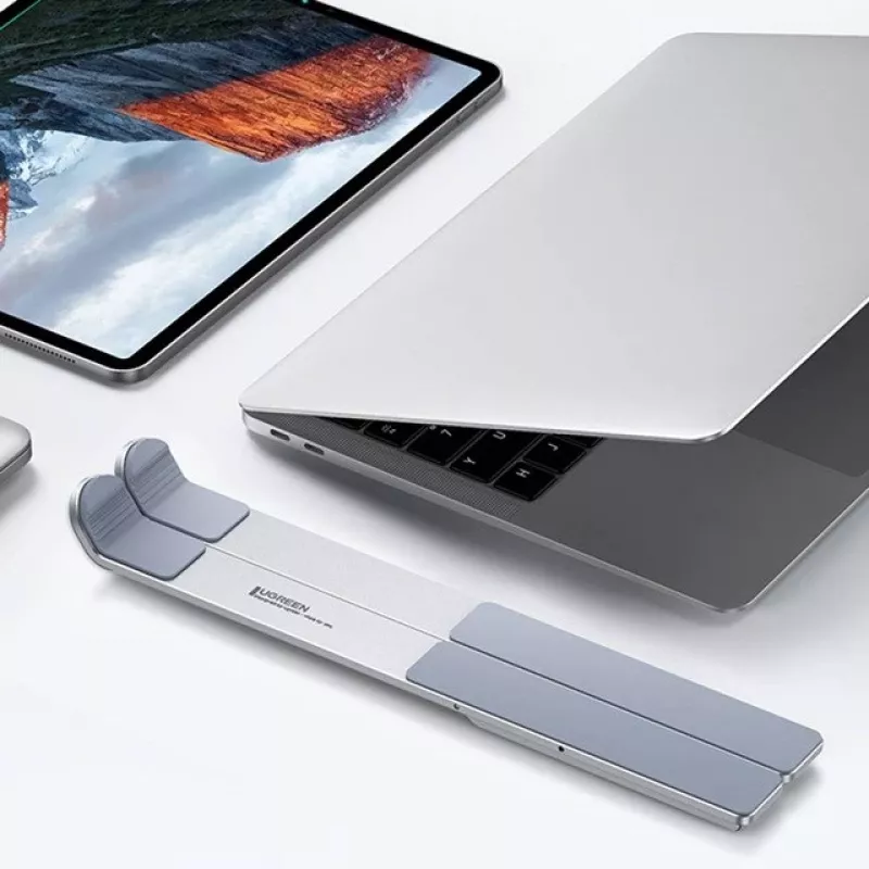Suporte para portátil UGREEN LP451 ajustável liga de alumínio para portáteis de 8–17 polegadas, 5 posições, prata