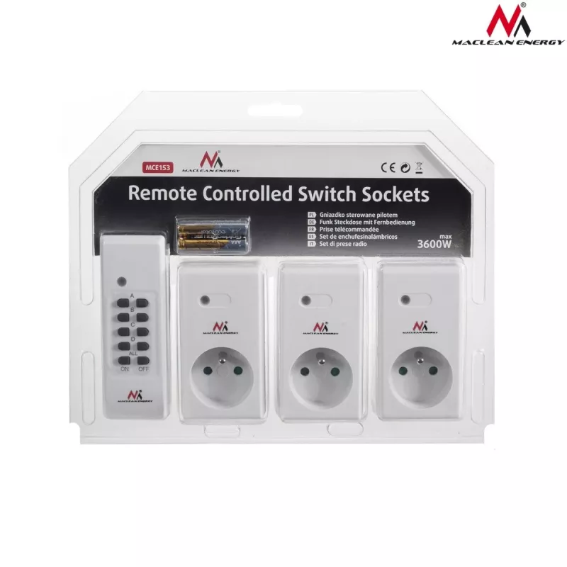 Tomadas com comando MCE153 conjunto de 3 - programáveis + telecomando