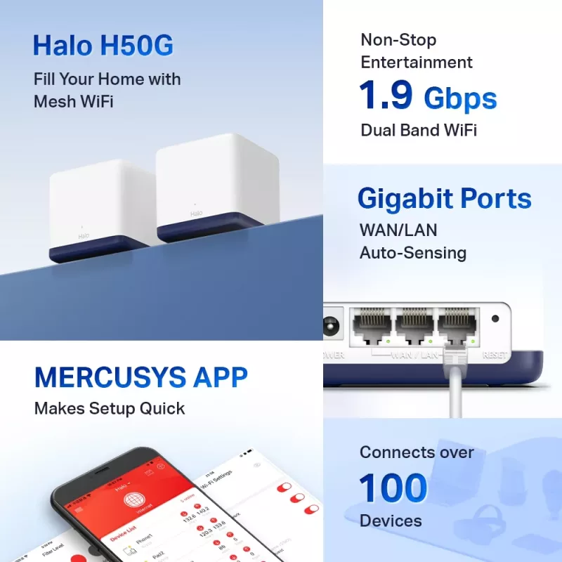 Sistema Wi-Fi Mesh para toda a casa Mercusys AC1900