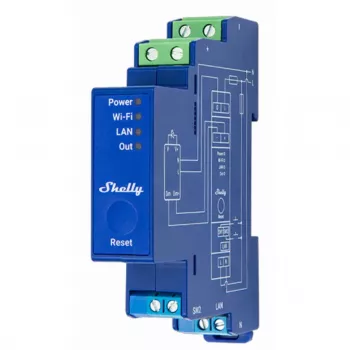 Dimmer de encastrar Shelly Pro Dimmer 0/1-10V PM — sem fios, 110–240 V, 3 W standby, azul, 19×69×94 mm